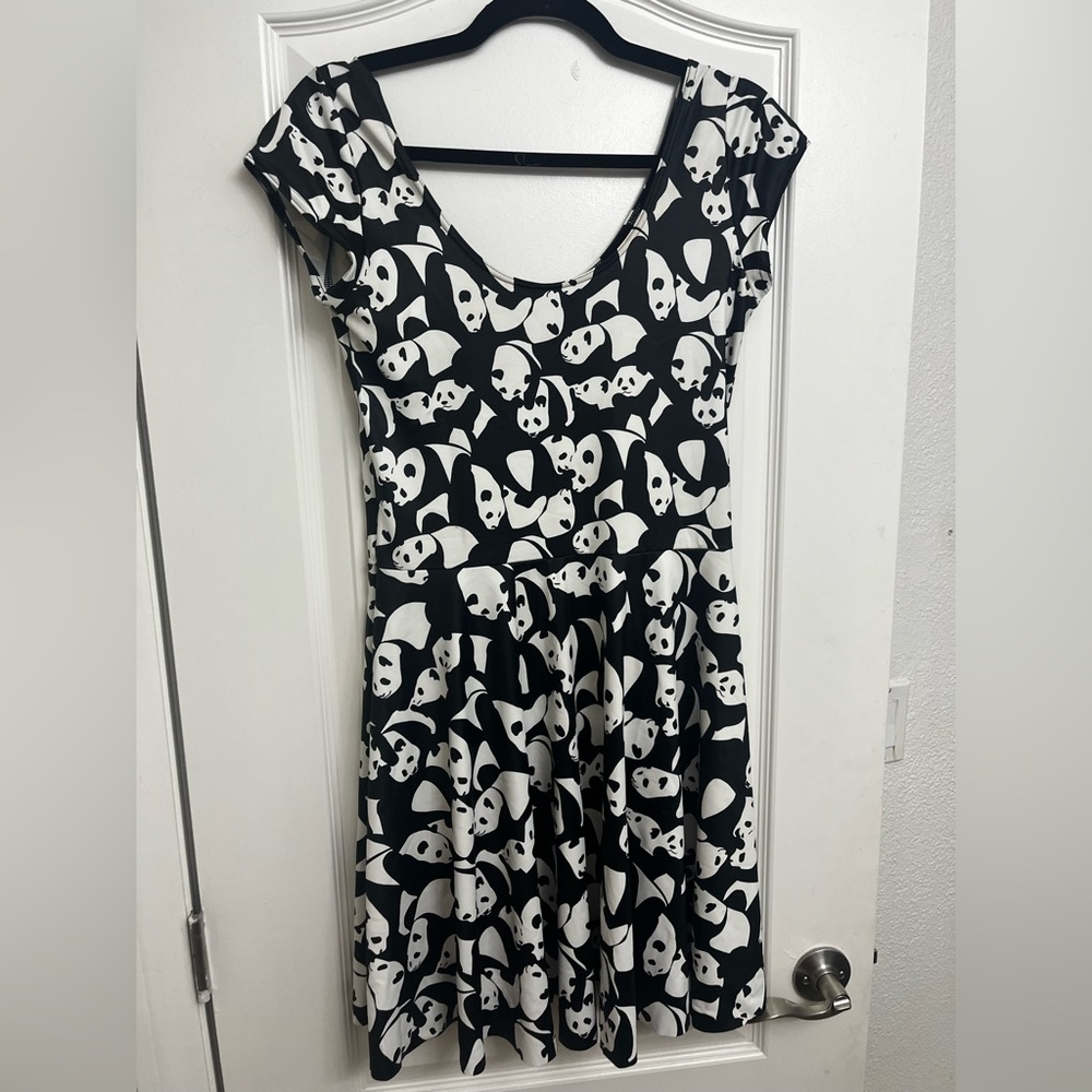 Blackmilk PANDAMONIUM CAP SLEEVE SKATER DRESS large